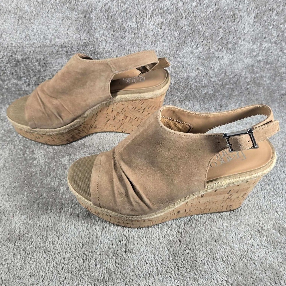 Franco Sarto Wedge Sandals Sand Suede L-Trellis Espadrille Womens 8.5 M